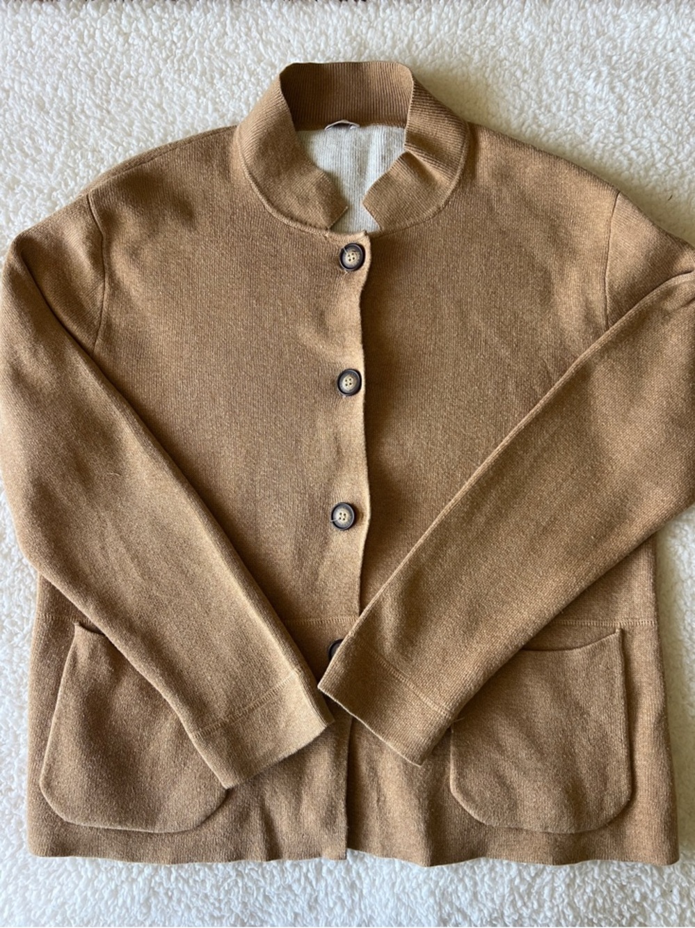 Poetry Button-Up Knit Cardigan in Camel